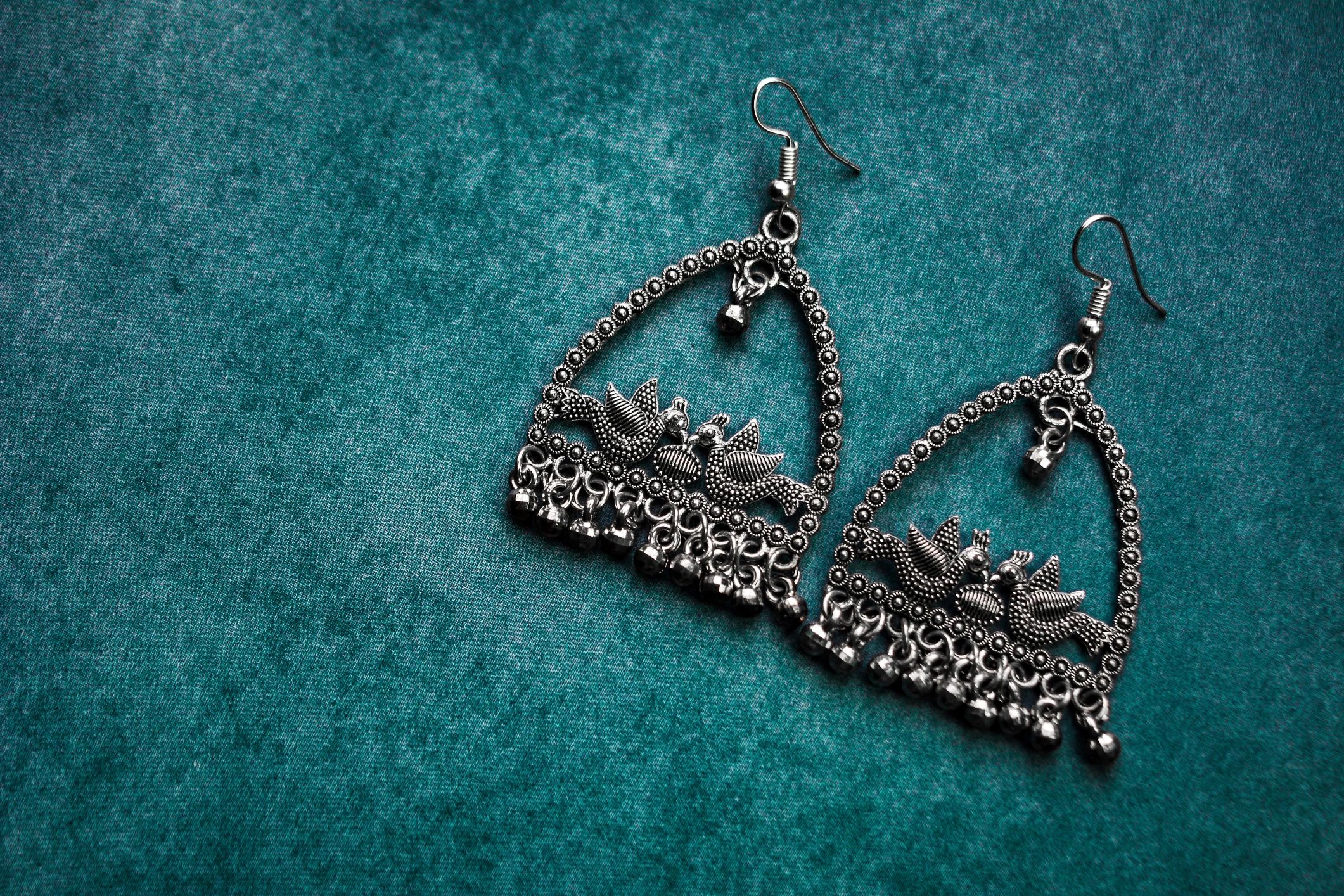 designer earrings closeup
